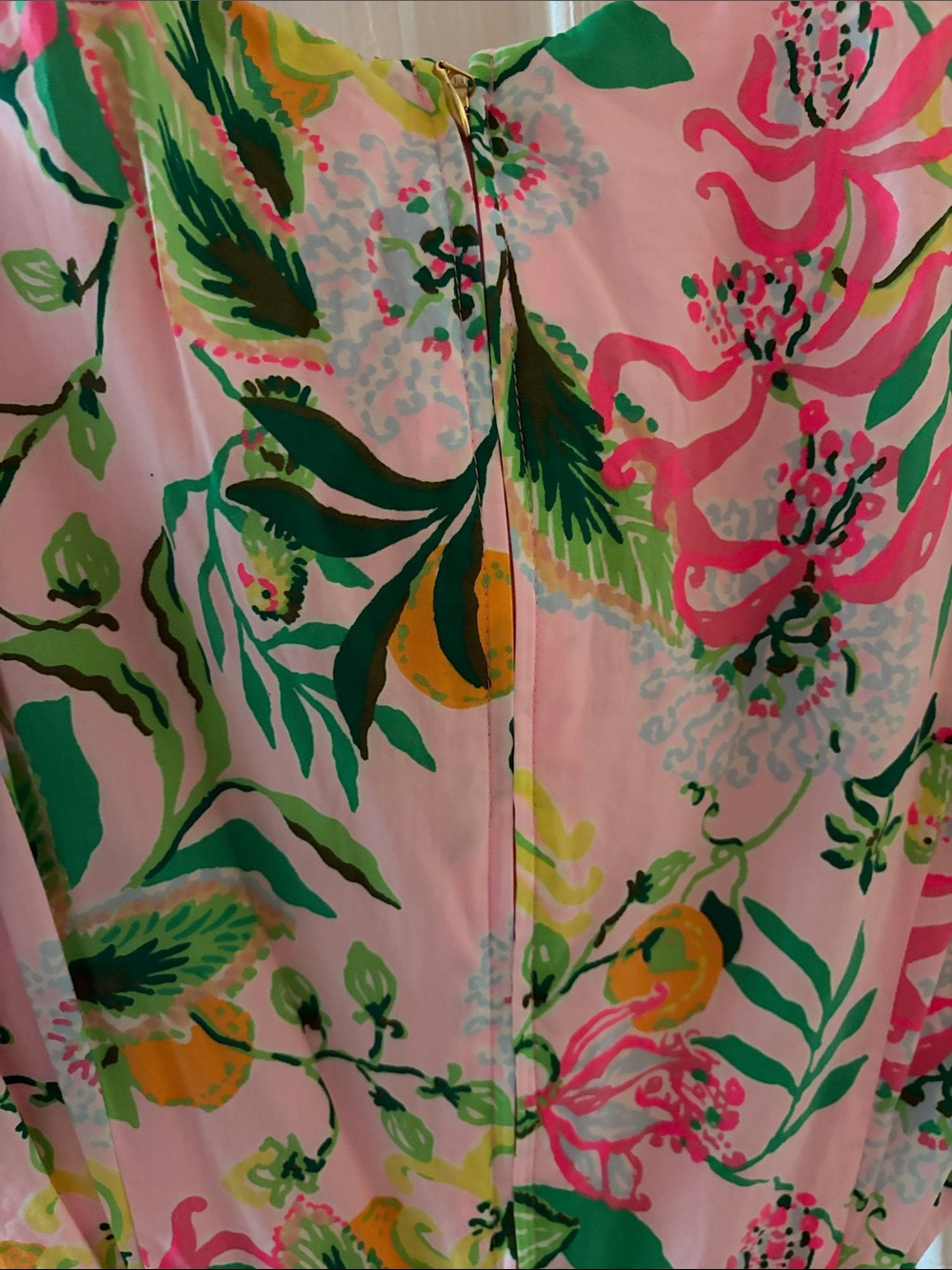Lilly Pulitzer Pink Floral Midi  Dress with Green Leaf Print - Picture 6 of 6